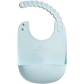 Miniware Roll and Lock Bib Silicone Baby Bib, Adjustable Fit Waterproof Bibs Easily Wipe Clean & Catch Food (Cotton Candy)