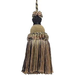 Beautiful Hand-crafted5 (12.5cm) Key Tassel, 3 1/2" (8.5cm) Loop, (Style# IKTJ) Nautical Gold Multicolor #1152 (Light Gold, Yellow Gold, Navy Blue) Pack of 2