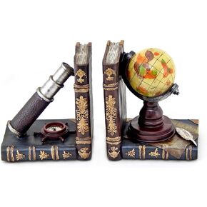 بيلاا مسند كتب مزخرف بتصميم تلسكوب عتيق 26263، حامل نهايات للكتب يدعم التحف والقراصنة والعالم القديم البحري والمزرعة الريفية والكوخ وديكور المنزل in Kuwait