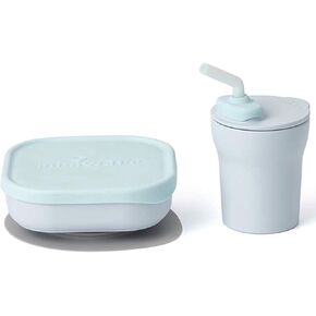 Miniware Sip & Snack Set with Snack Bowl, 1-2-3 Sip Drinking Cup, and Suction Foot for Baby Toddler - Promotes Self Feeding | Dishwasher Safe (Vanilla, Cotton Candy)