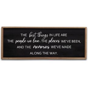 comurdyo The Best Things in Life Sign 15.7''×11'' Framed Wood Memories Inspirational Quotes Wall Decor Vintage Farmhouse Wedding Gifts Sign Wall Art for family Home Bedroom (Wood White)