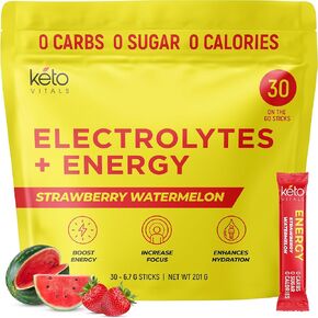 Keto Vitals Sleep Drink Electrolyte Sleep Powder Packets - Fast-Acting Sleep Blend of Melatonin 3mg, GABA, L-Theanine, & Ashwagandha - Elderberry, 30 Count