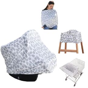 Travel Bug 5-in-1 Nursing Cover and Car Seat Cover for Babies, Charcoal Heather Grey
