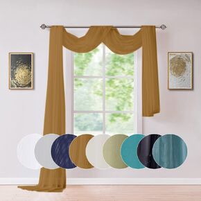 Medium Length 56" (W) x 144" (L) Green Teal Sheer Window Scarf. Voile Window Treatments are Perfect As Valance Scarves As Well As Bed Canopy Or Wedding Decoration. AMA 56" x 144" Teal in Kuwait