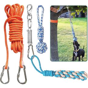 AOTECC Dog Bungee Tug Toy - Tree Tug Toy for Pitbull Small Large Aggressive Chewers Dogs to Interactive & Exercise, Spring Pole Tether Tug of War Dog Rope Toys with 2 Chew Toys in Saudi Arabia