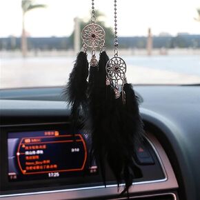 Mini Dream Catcher- Dream Catchers for Cars, Small Dreamcatcher Feather Handmade Hanging Charms Pendant Car Rearview Mirror Home Decor (White) in Saudi Arabia