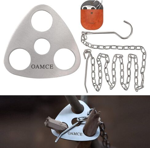 OAMCE Campfire Cooking Tripod - Stainless Steel with Adjustable Chain for Outdoor Pot Hanging and Campfire Cooking Support Plate in Kuwait