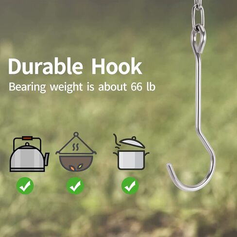 OAMCE Campfire Cooking Tripod - Stainless Steel with Adjustable Chain for Outdoor Pot Hanging and Campfire Cooking Support Plate in Kuwait