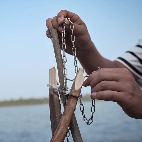 OAMCE Campfire Cooking Tripod - Stainless Steel with Adjustable Chain for Outdoor Pot Hanging and Campfire Cooking Support Plate in Kuwait