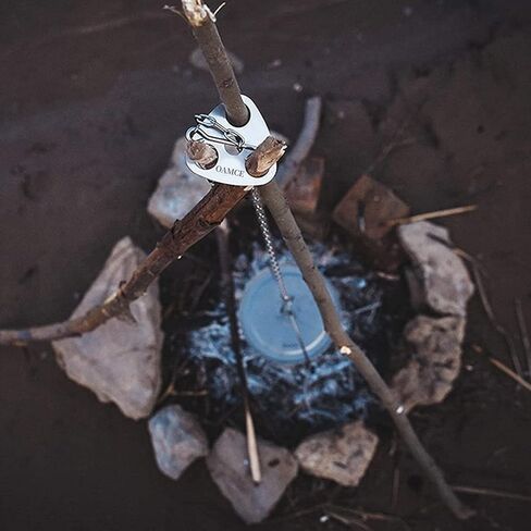 OAMCE Campfire Cooking Tripod - Stainless Steel with Adjustable Chain for Outdoor Pot Hanging and Campfire Cooking Support Plate in Kuwait