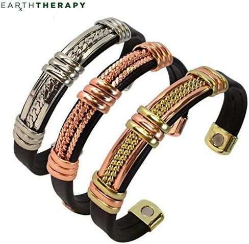 سوار دراجة نارية من النحاس والجلد الحقيقي للرجال والنساء - إكسسوارات مجوهرات مغناطيسية أنيقة لعشاق رياضة السيارات in Kuwait