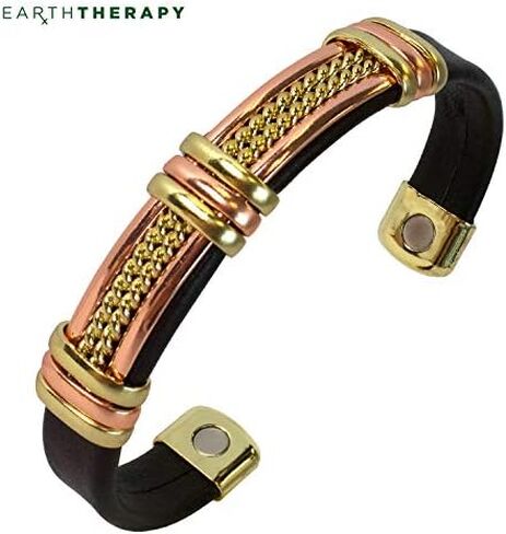 سوار دراجة نارية من النحاس والجلد الحقيقي للرجال والنساء - إكسسوارات مجوهرات مغناطيسية أنيقة لعشاق رياضة السيارات in Kuwait