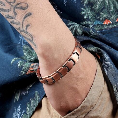 سوار نحاسي من ذا نورث رينغ للرجال يخفف التهاب المفاصل والصداع النصفي ونفق الرسغ وآلام مرفق التنس للرجال سوار من النحاس النقي قابل للتعديل in Kuwait