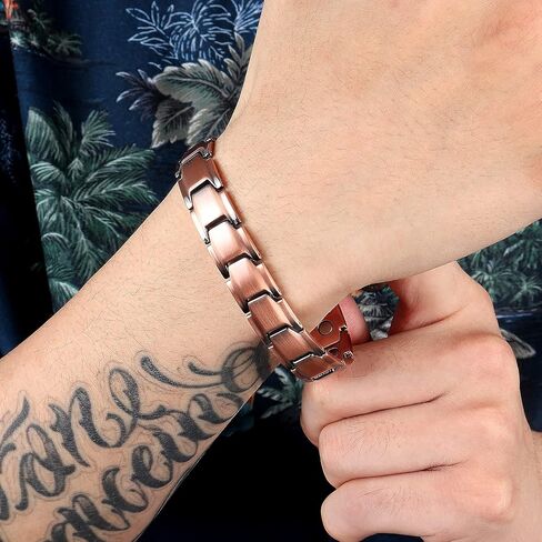 سوار نحاسي من ذا نورث رينغ للرجال يخفف التهاب المفاصل والصداع النصفي ونفق الرسغ وآلام مرفق التنس للرجال سوار من النحاس النقي قابل للتعديل in Kuwait