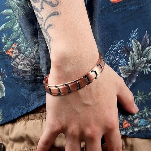 سوار نحاسي من ذا نورث رينغ للرجال يخفف التهاب المفاصل والصداع النصفي ونفق الرسغ وآلام مرفق التنس للرجال سوار من النحاس النقي قابل للتعديل in Kuwait