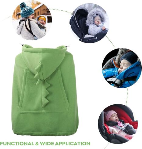 غطاء حامل الطفل، غطاء عربة الأطفال مزود بغطاء للرأس قابل للتمدد مع غطاء للرأس، عباءة أطفال دافئة مقاومة للرياح على شكل ديناصور للأم والطفل حديث الولادة والأطفال الصغار، مناسب لجميع الفصول (أخضر) in Kuwait