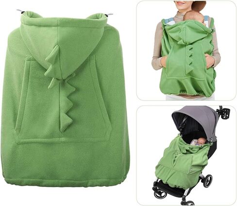 غطاء حامل الطفل، غطاء عربة الأطفال مزود بغطاء للرأس قابل للتمدد مع غطاء للرأس، عباءة أطفال دافئة مقاومة للرياح على شكل ديناصور للأم والطفل حديث الولادة والأطفال الصغار، مناسب لجميع الفصول (أخضر) in Kuwait