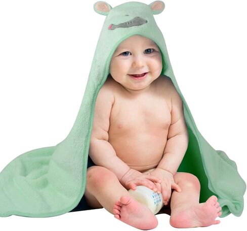 منشفة أطفال بغطاء رأس من الألياف الدقيقة من SUNLAND، منشفة حمام فائقة النعومة وفائقة الامتصاص لحديثي الولادة والرضع والأطفال الصغار من الفتيات والفتيان، مقاس 35 بوصة × 35 بوصة in Kuwait