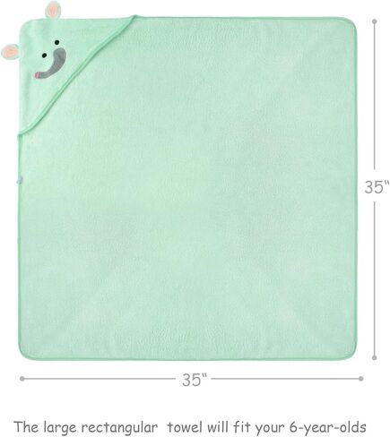 منشفة أطفال بغطاء رأس من الألياف الدقيقة من SUNLAND، منشفة حمام فائقة النعومة وفائقة الامتصاص لحديثي الولادة والرضع والأطفال الصغار من الفتيات والفتيان، مقاس 35 بوصة × 35 بوصة in Kuwait