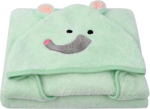 منشفة أطفال بغطاء رأس من الألياف الدقيقة من SUNLAND، منشفة حمام فائقة النعومة وفائقة الامتصاص لحديثي الولادة والرضع والأطفال الصغار من الفتيات والفتيان، مقاس 35 بوصة × 35 بوصة in Kuwait