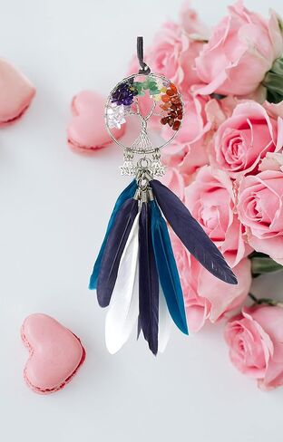 صائدة الأحلام للسيارة، صائدة الأحلام شجرة الحياة، ملحقات مرآة الرؤية الخلفية للسيارة، زخرفة شاكرا المعلقة للسيارة، شفاء كريستال نافذة الجدار لغرفة النوم، صائدة الأحلام الصغيرة المصنوعة يدويًا in Kuwait