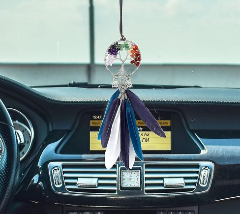 صائدة الأحلام للسيارة، صائدة الأحلام شجرة الحياة، ملحقات مرآة الرؤية الخلفية للسيارة، زخرفة شاكرا المعلقة للسيارة، شفاء كريستال نافذة الجدار لغرفة النوم، صائدة الأحلام الصغيرة المصنوعة يدويًا in Kuwait