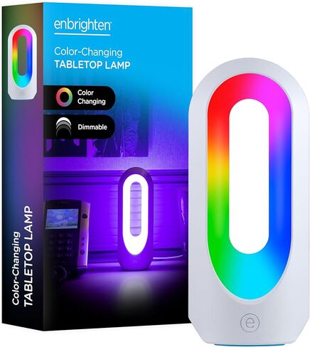مصباح LED متغير اللون من Enbrighten، ليلة عصرية، أبيض خافت وألوان RBG نابضة بالحياة، أساسيات النوم، مثالية للمكتب المنزلي، الألعاب، غرفة النوم، غرفة الأطفال، ضوء القراءة، 49632، بلاستيك، أبيض in Kuwait