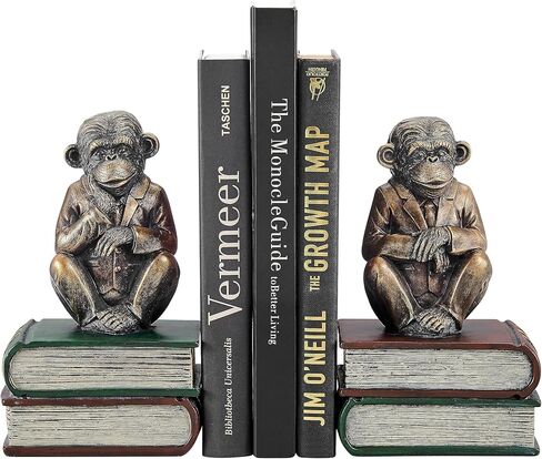 Danya B. Monkeys on Books Polyresin Antique Patina Finish Bookend Set of 2 in Kuwait