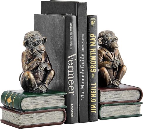 Danya B. Monkeys on Books Polyresin Antique Patina Finish Bookend Set of 2 in Kuwait