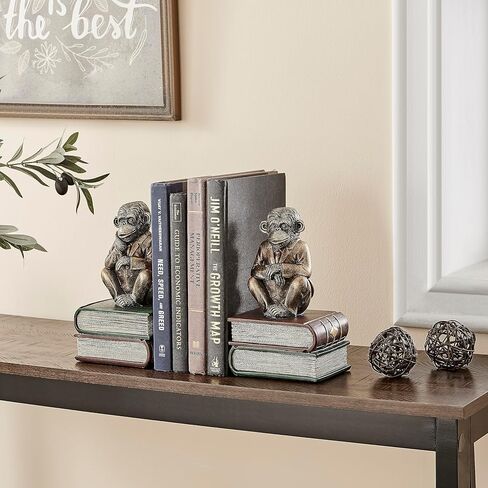 Danya B. Monkeys on Books Polyresin Antique Patina Finish Bookend Set of 2 in Kuwait