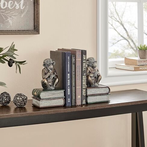 Danya B. Monkeys on Books Polyresin Antique Patina Finish Bookend Set of 2 in Kuwait