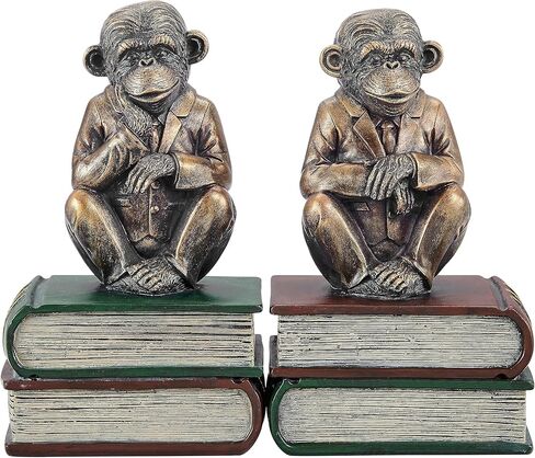 Danya B. Monkeys on Books Polyresin Antique Patina Finish Bookend Set of 2 in Kuwait