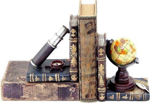 بيلاا مسند كتب مزخرف بتصميم تلسكوب عتيق 26263، حامل نهايات للكتب يدعم التحف والقراصنة والعالم القديم البحري والمزرعة الريفية والكوخ وديكور المنزل in Kuwait