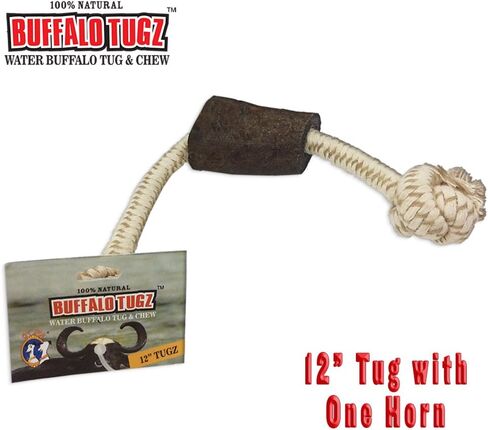 Buffalo Tugz 12 Inch Water Buffalo Horn and Rope Chew Toy and Tug Toy in Kuwait