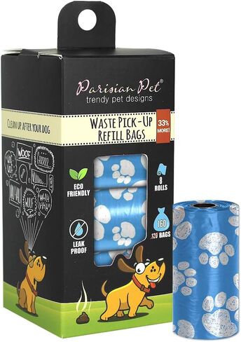 Parisian Pet Ecofriendly Dog Poop Bags Rolls - 320 Count Unscented Poop Bags For Dogs - Leakproof, Extra Thick, 16 Dog Waste Bags Refill Rolls - Polka Dot Pink Doggie Poop Bags - Fits All Dispenser in Kuwait