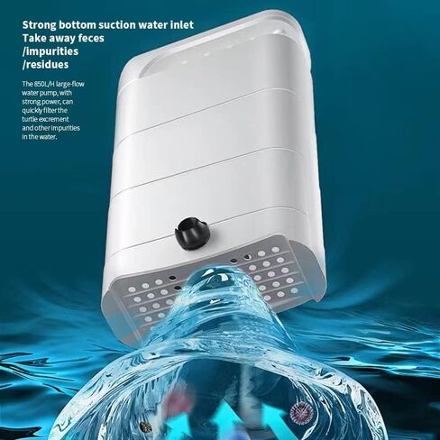 ZSPET 850L/H Turtle Filter with 2 Sponges, 3-in-1 Water Circulation Amphibian Tank Filter, Low Water Filter for Turtle Tanks, Reptile Frog in Kuwait