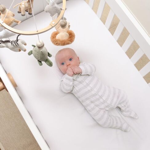 The Peanutshell Safari Crib Mobile for Boys or Girls, Wooden Musical Baby Mobiles with 12 Lullabies, Elephant, Giraffe, Zebra, Monkey, Jungle Animal Nursery Decor in Saudi Arabia