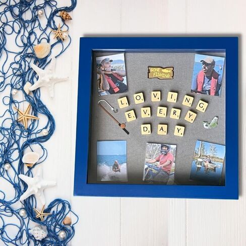 ارت انتينت صندوق عرض كلاسيكي بلون ازرق مقاس 11×11، اطار باب زجاجي 12×12، اغلاق مغناطيسي، عمق 1½ انش لحفلات الزفاف والزهور وقبعة التخرج والصور والتذكارات واطار صندوق الذاكرة والميداليات والصور in Kuwait