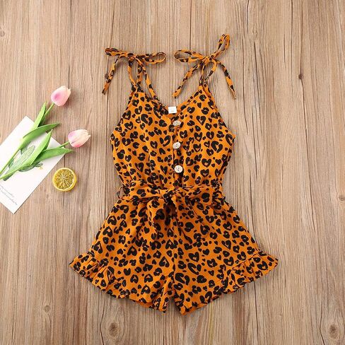 Toddler Baby Girl Heart Print Suspender Romper Jumpsuit Playsuit Holiday Clothes Kids Summer Outfit in Saudi Arabia