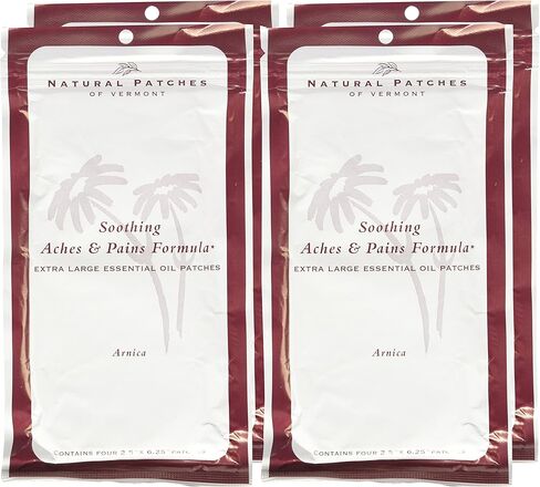 رقع طبيعية من Vermont 00200 XL من Arnica للعضلات والمفاصل المريحة، 2.5 سم × 16.5 سم، 4 قطع قابلة للإزالة. in Kuwait