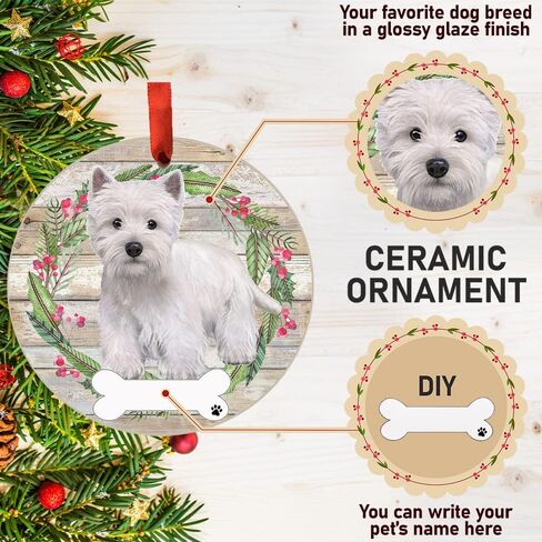 زخرفة الملاكم من E&S Imports - E&S Pets DIY هدايا للكلاب قابلة للتخصيص من السيراميك مع لمسة نهائية مزججة لتزيين عيد الميلاد وحلي عيد الميلاد لمحبي الحيوانات الأليفة in Kuwait