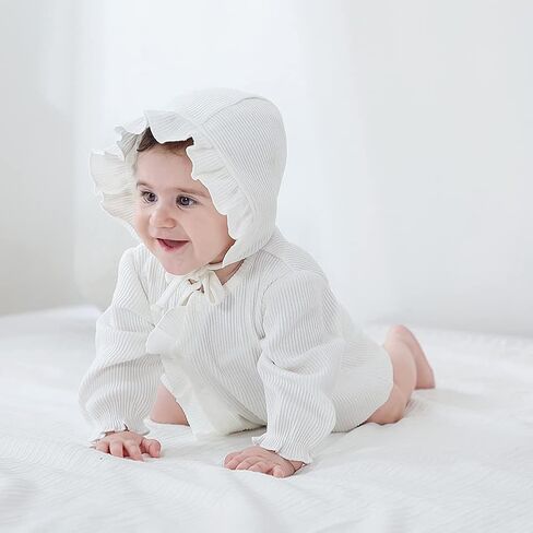 بذلة رومبير للفتيات حديثي الولادة بأكمام طويلة ملابس خريفية للرضع مع قبعة in Kuwait