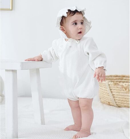 بذلة رومبير للفتيات حديثي الولادة بأكمام طويلة ملابس خريفية للرضع مع قبعة in Kuwait