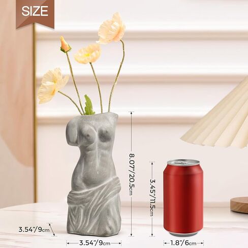 مزهرية زهرة سيراميك بيضاء من ComSaf للديكور، مزهرية وجه على شكل أنثى على الطراز الحديث، مزهرية زهرة فريدة لديكور غرفة المعيشة المنزلية والمكتب - نوع الوجه A in Kuwait