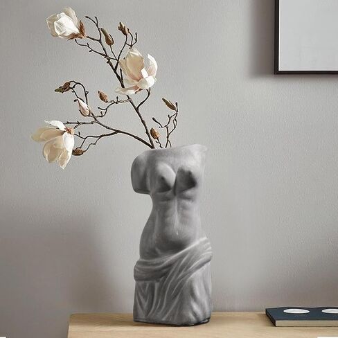 مزهرية زهرة سيراميك بيضاء من ComSaf للديكور، مزهرية وجه على شكل أنثى على الطراز الحديث، مزهرية زهرة فريدة لديكور غرفة المعيشة المنزلية والمكتب - نوع الوجه A in Kuwait