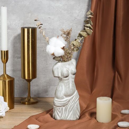 مزهرية زهرة سيراميك بيضاء من ComSaf للديكور، مزهرية وجه على شكل أنثى على الطراز الحديث، مزهرية زهرة فريدة لديكور غرفة المعيشة المنزلية والمكتب - نوع الوجه A in Kuwait