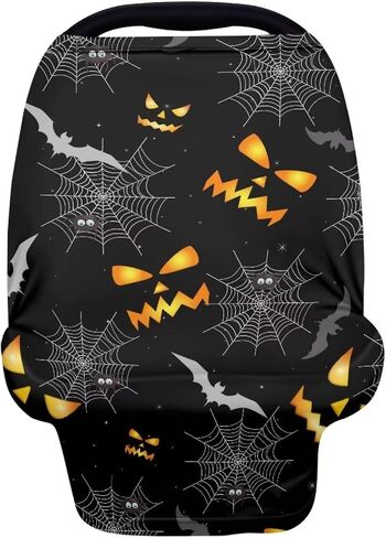 Psesaysky Halloween غطاء مقعد السيارة للأطفال أغطية الرضاعة الطبيعية للأطفال الرضع الرضاعة الطبيعية وشاح قابل للتمدد مقعد السيارة غطاء المظلة هدية الهالوين ديكور الهالوين in Kuwait