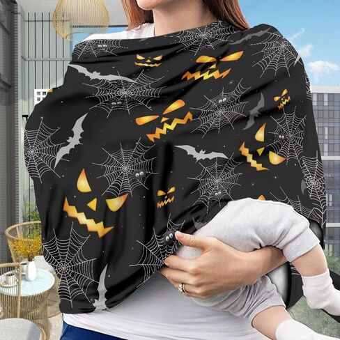 Psesaysky Halloween غطاء مقعد السيارة للأطفال أغطية الرضاعة الطبيعية للأطفال الرضع الرضاعة الطبيعية وشاح قابل للتمدد مقعد السيارة غطاء المظلة هدية الهالوين ديكور الهالوين in Kuwait