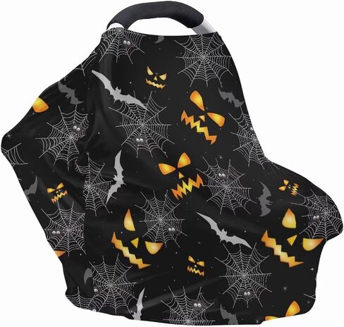 Psesaysky Halloween غطاء مقعد السيارة للأطفال أغطية الرضاعة الطبيعية للأطفال الرضع الرضاعة الطبيعية وشاح قابل للتمدد مقعد السيارة غطاء المظلة هدية الهالوين ديكور الهالوين in Kuwait