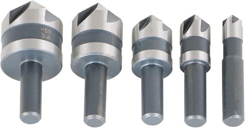 findmall 5Pcs Countersink Drill Bit Set 82 Degree High Speed Steel Countersinks Drill Bit Set in Sizes 1/4 3/8 1/2 5/8 3/4 Inch Set with Carrying Case in Saudi Arabia